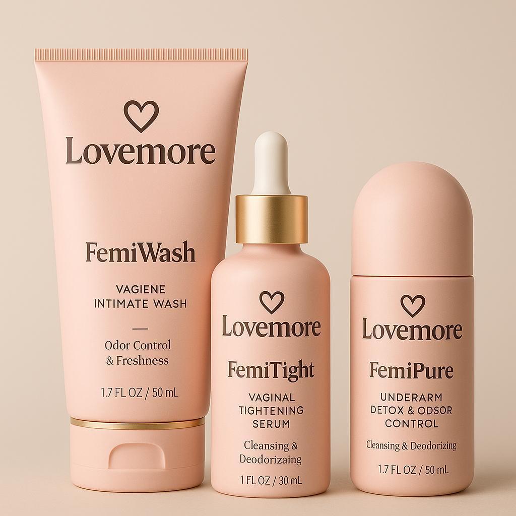 FemiWash, FemiTight serum and FemiPure roll-on